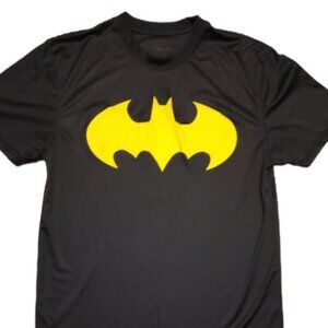 Batman Shirt Mens Small Black Yellow Crew Neck Short Sleeve Polyester Adult